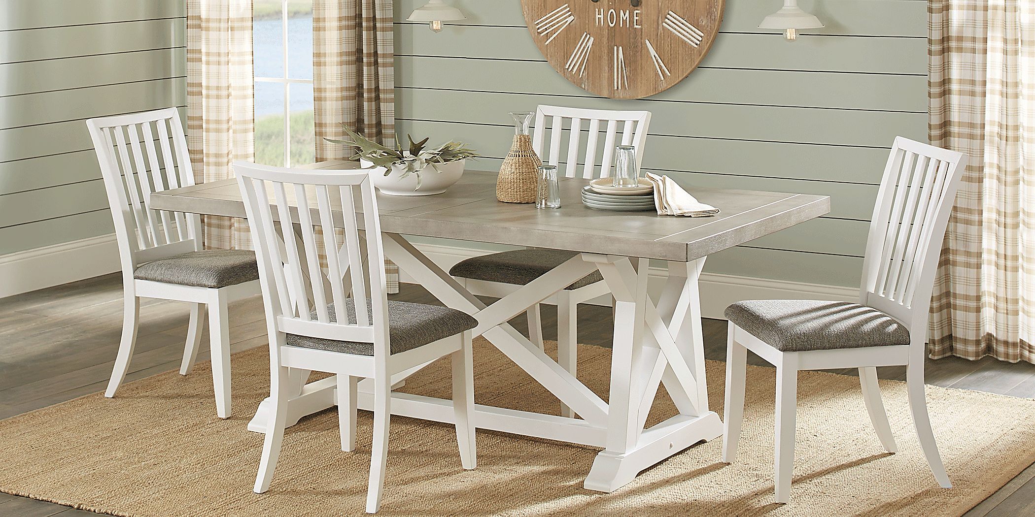 Hilton Head White 5 Pc Trestle Dining Room