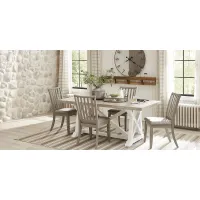 Hilton Head White 5 Pc Trestle Dining Room with Gray Chairs