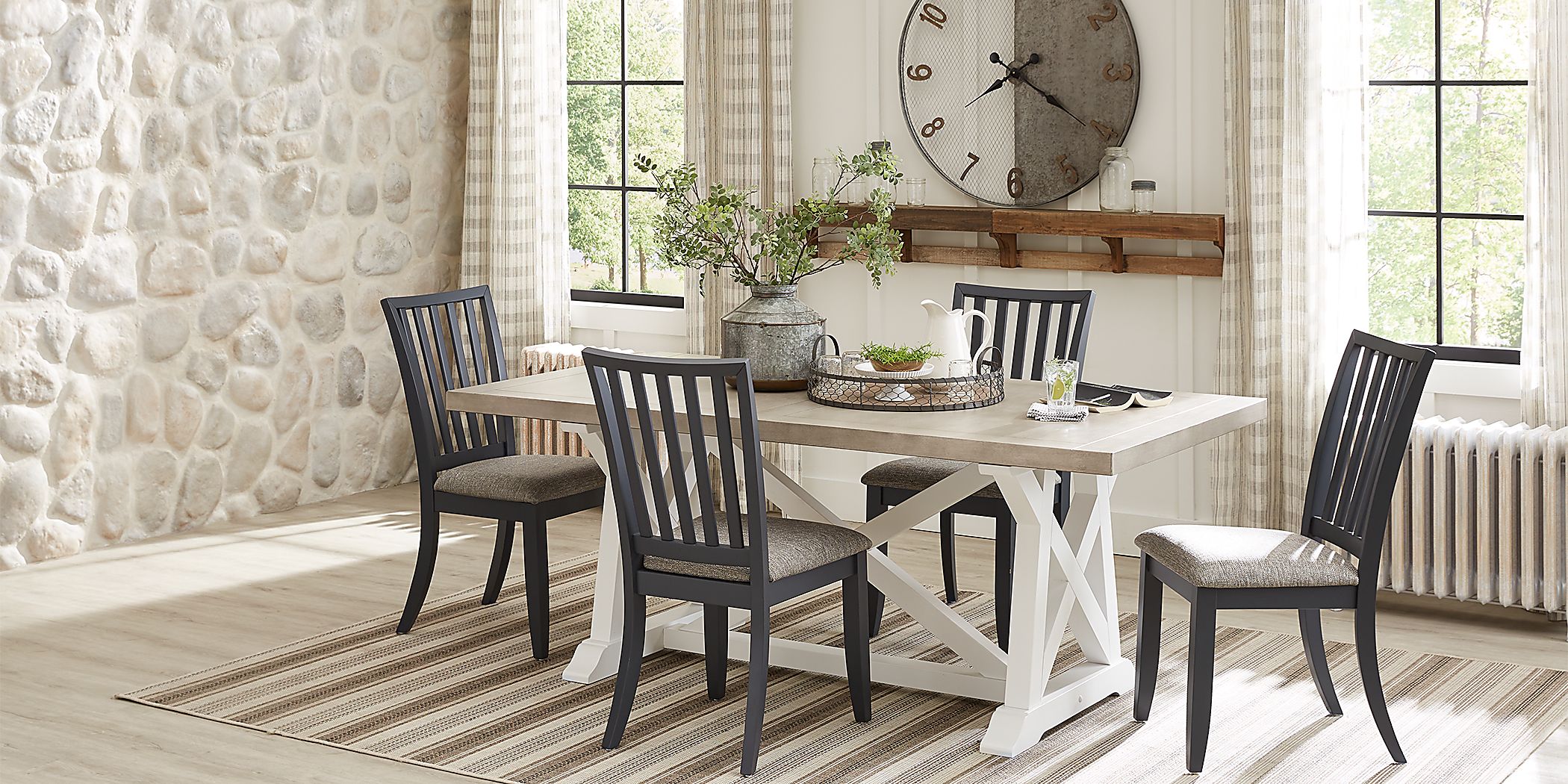 Hilton Head White 5 Pc Trestle Dining Room with Graphite Chairs