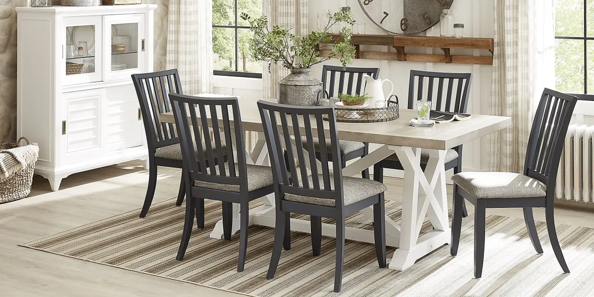 Hilton Head White 5 Pc Trestle Dining Room with Graphite Chairs