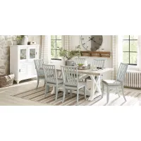 Hilton Head White 5 Pc Trestle Dining Room with Mint Chairs