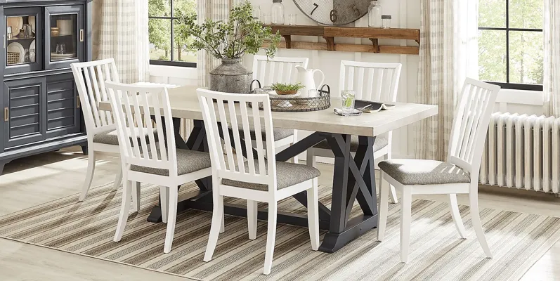 Hilton Head Graphite 5 Pc Trestle Dining Room with White Chairs