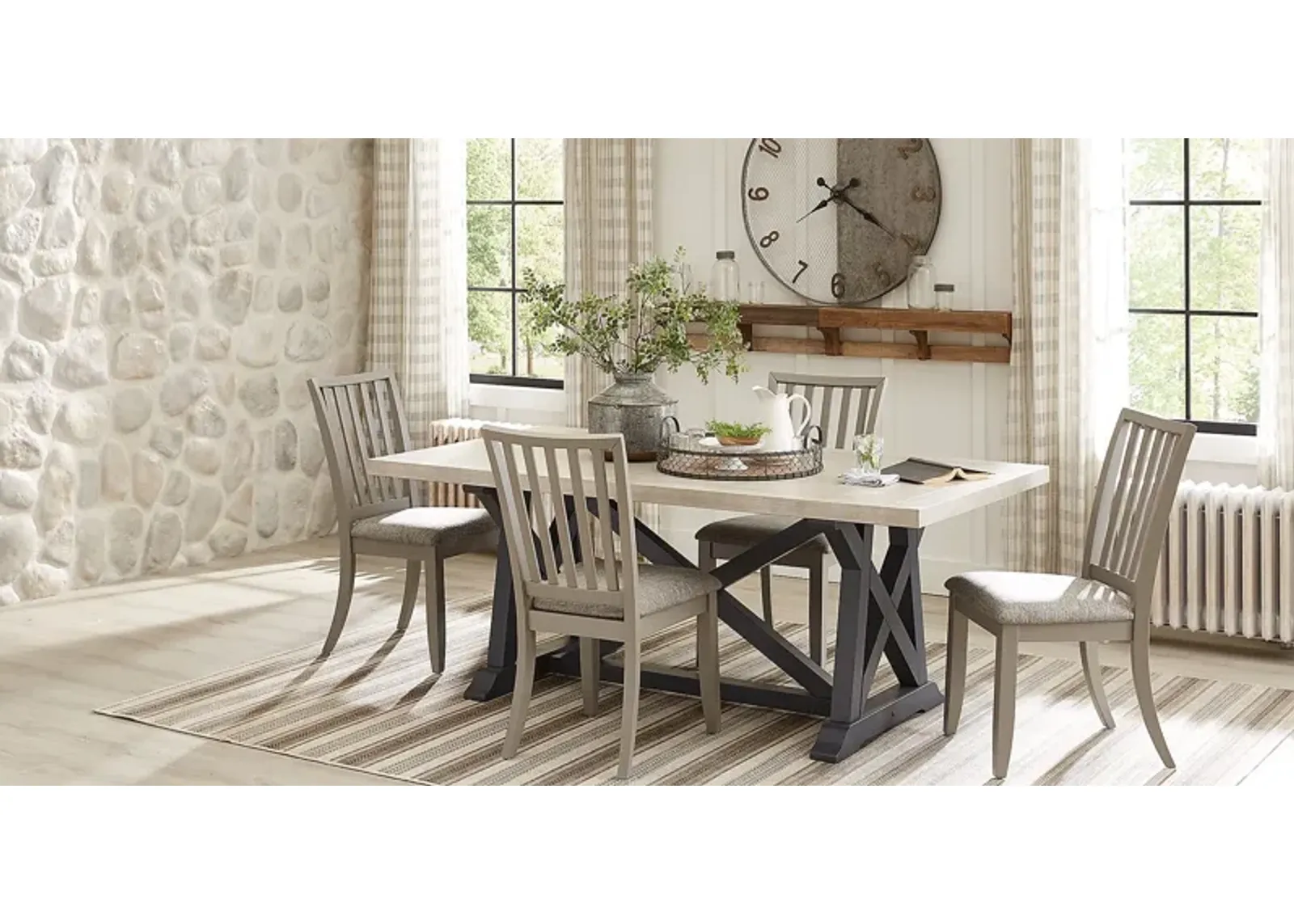 Hilton Head Graphite 5 Pc Trestle Dining Room with Gray Chairs