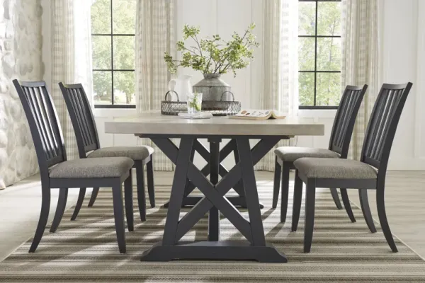 Hilton Head Graphite 5 Pc Trestle Dining Room
