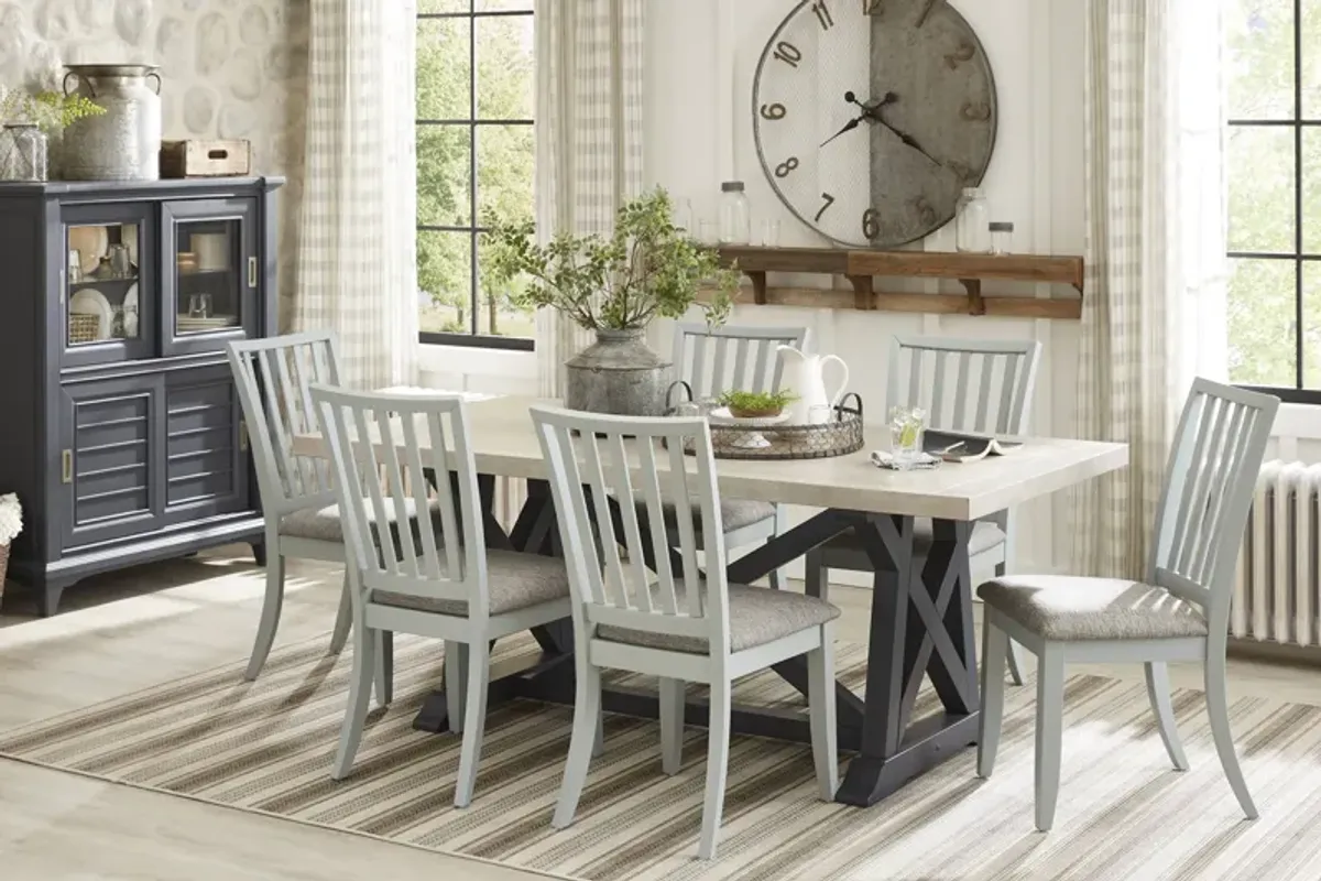 Hilton Head Graphite 5 Pc Trestle Dining Room with Mint Chairs