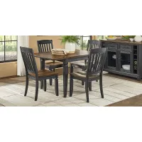 Country Lane Black 5 Pc Drop Leaf Dining Room with Slat Back Chairs