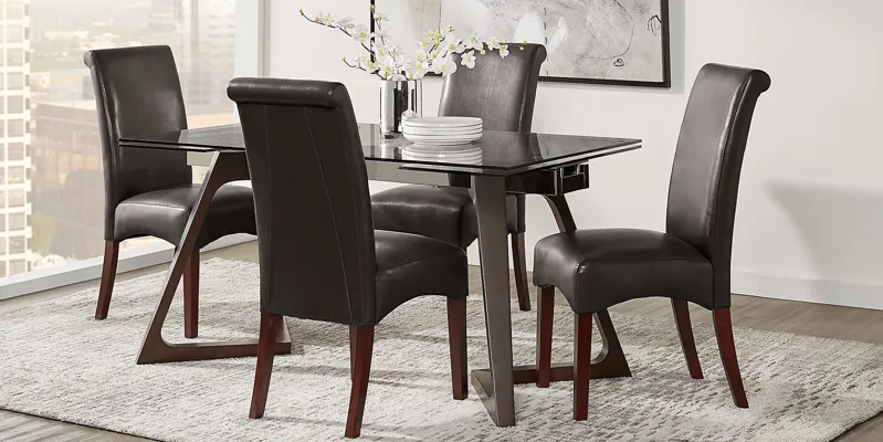 Amhearst Brown 5 Pc Rectangle Dining Set with Chocolate Chairs