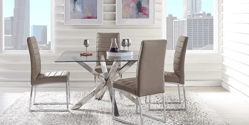 Linton Park Silver 5 Pc Square Dining Set with Gray Chairs