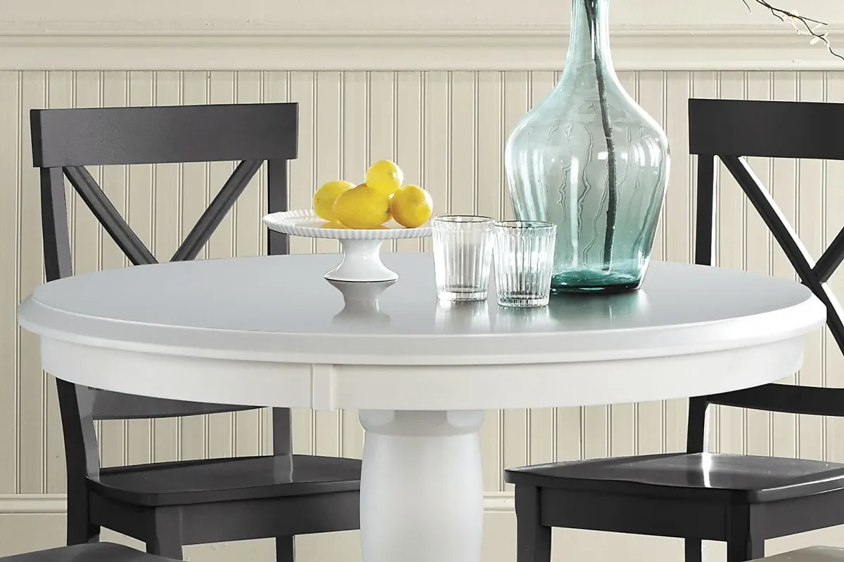 Brynwood White 5 Pc Round Dining Set with Green Chairs