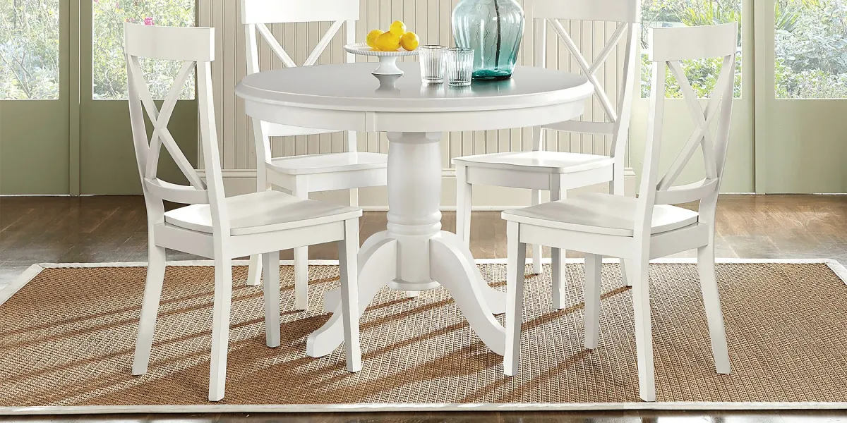 Brynwood White 5 Pc Round Dining Set with White Chairs