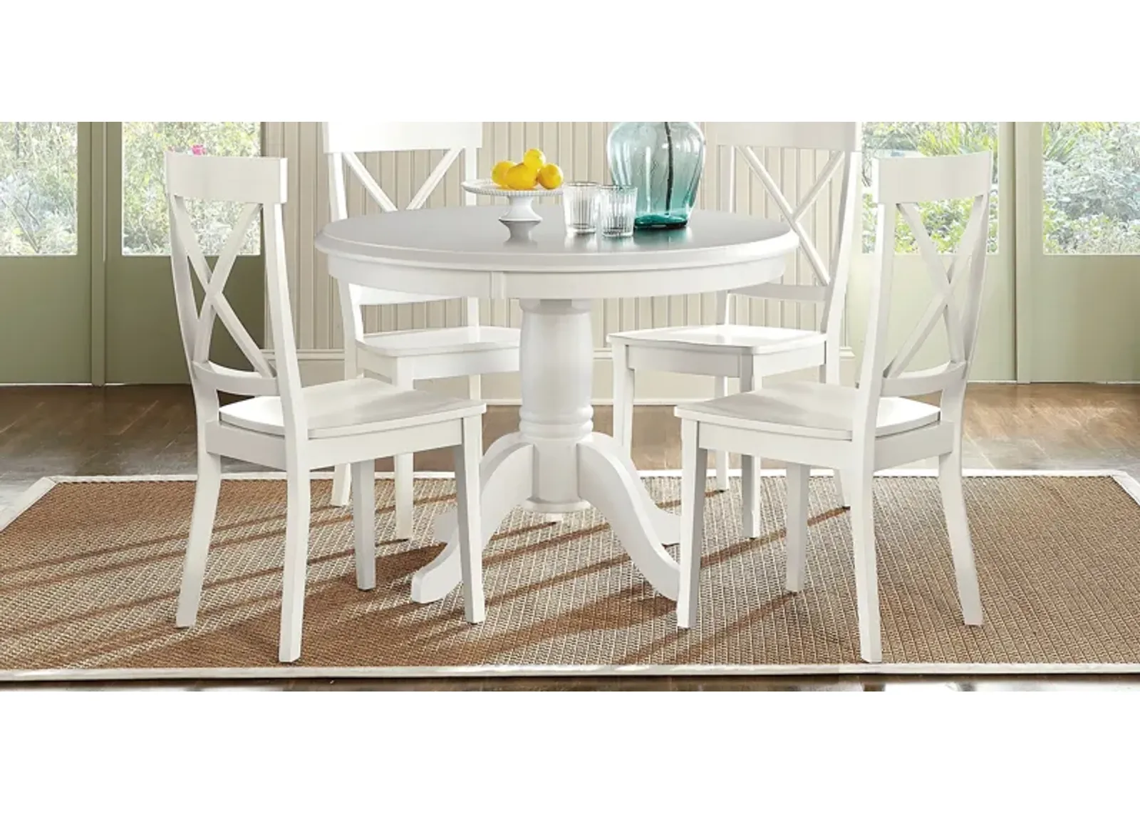 Brynwood White 5 Pc Round Dining Set with White Chairs