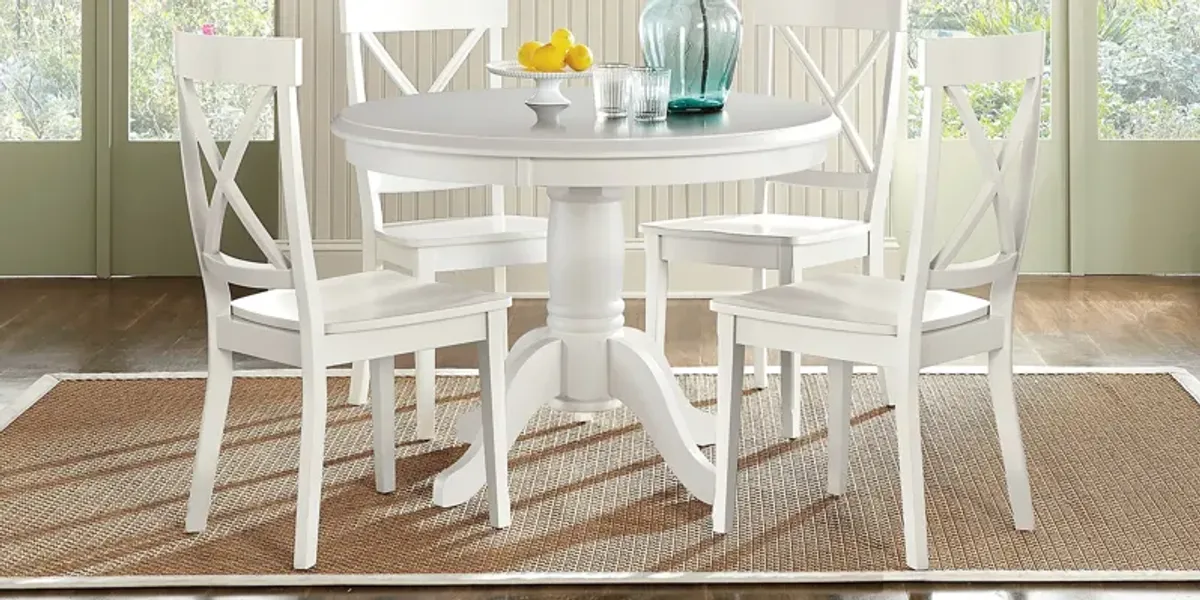 Brynwood White 5 Pc Round Dining Set with White Chairs