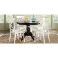 Brynwood Black 5 Pc Round Dining Set with White Chairs
