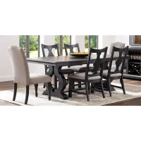 Sillsbee Place Black 7 Pc Rectangle Dining Room with Wood Back Chairs