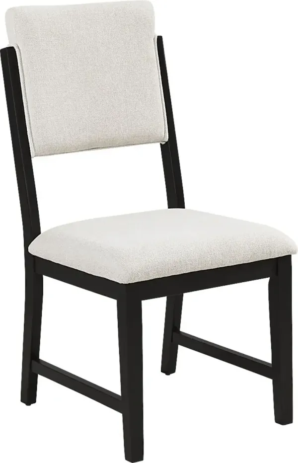 Rosolli Beige Side Chair with Black Legs