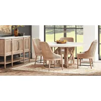 Oakwood Terrace Sand 5 Pc Round Dining Room with Cane Back Chairs