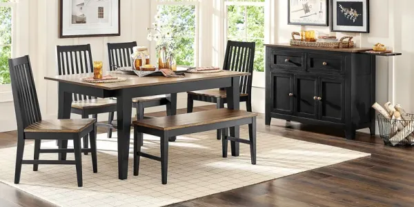 Stanford Black 6 Pc Dining Room with Bench