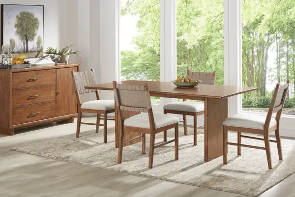 Surrey Ellis Brown 6 Pc Dining Room with Strap Back Chairs