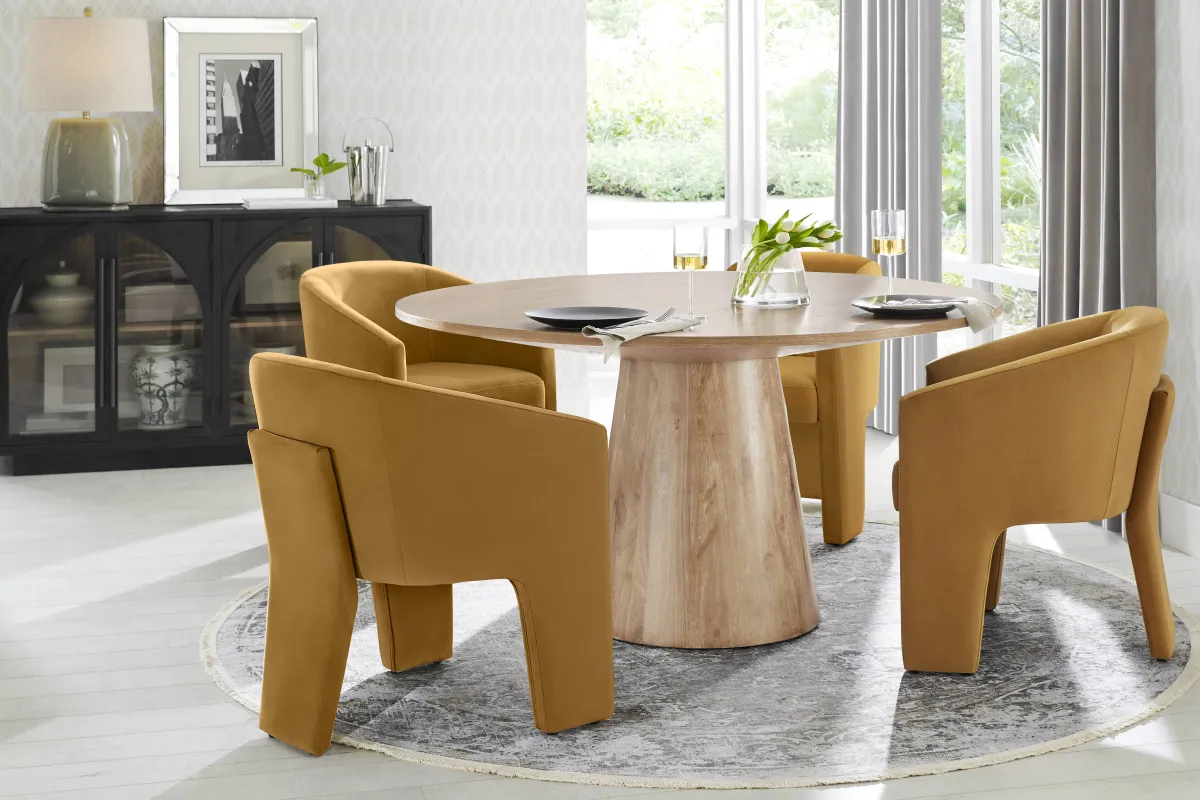 Kendall Natural 5 Pc 59" Round Dining Room with Sage Cascade Park Arm Chairs