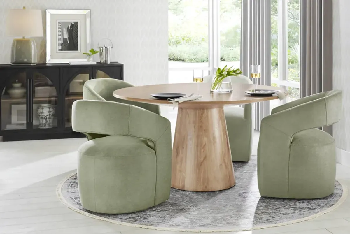 Kendall Natural 5 Pc 59" Round Dining Room with Sage Cascade Park Arm Chairs
