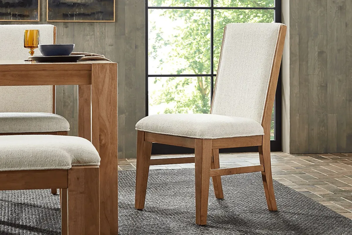 Ithaca Natural 6 Pc Dining Room with Upholstered Chairs
