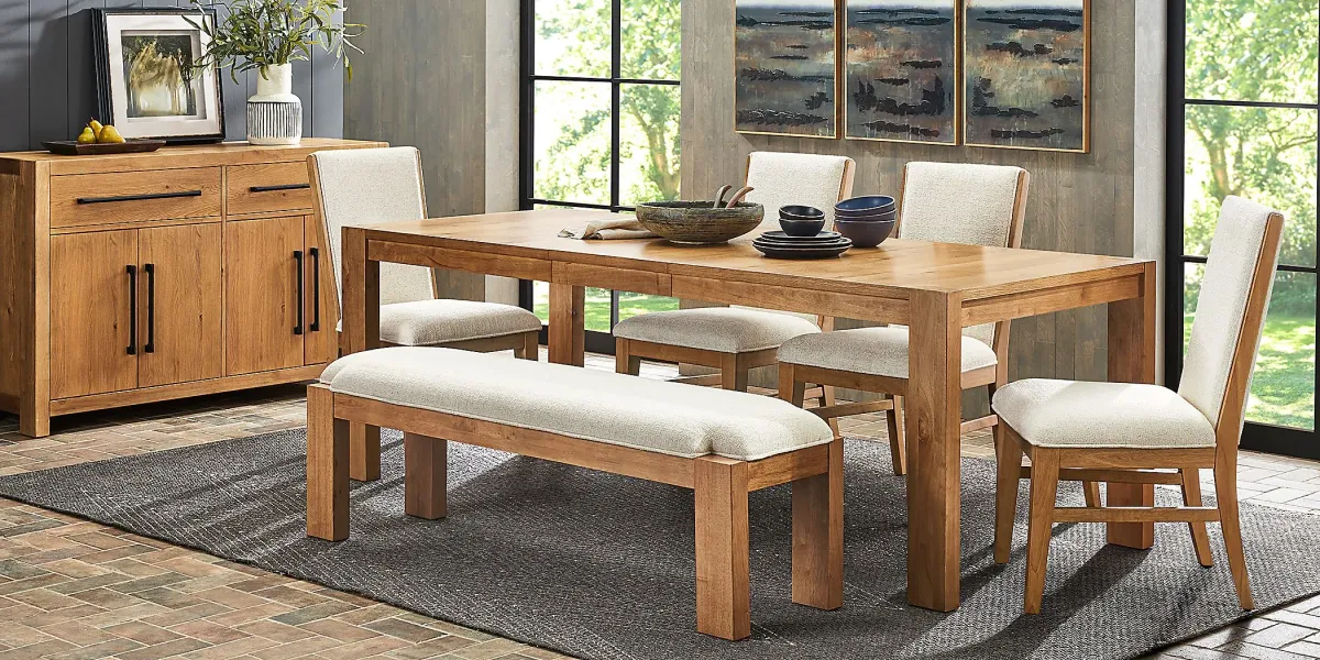 Ithaca Natural 6 Pc Dining Room with Upholstered Chairs