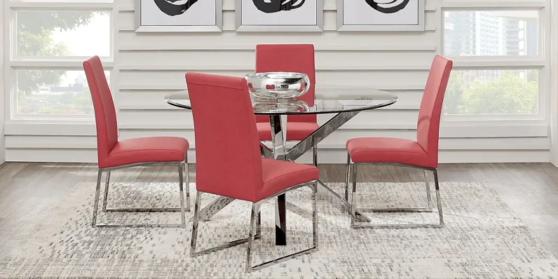Jules Gray 5 Pc Dining Set with Cinnabar Chairs