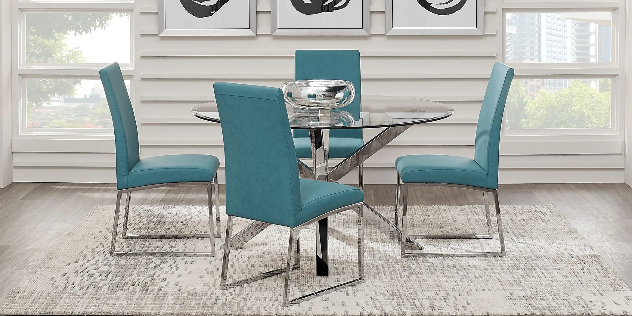 Jules Gray 5 Pc Dining Set with Ocean Chairs