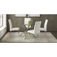 Jules Gray 5 Pc Dining Set with Off-White Chairs