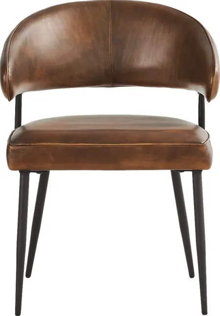 Cedona View Brown Leather Side Chair