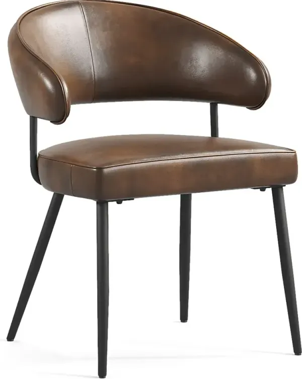 Cedona View Brown Leather Side Chair