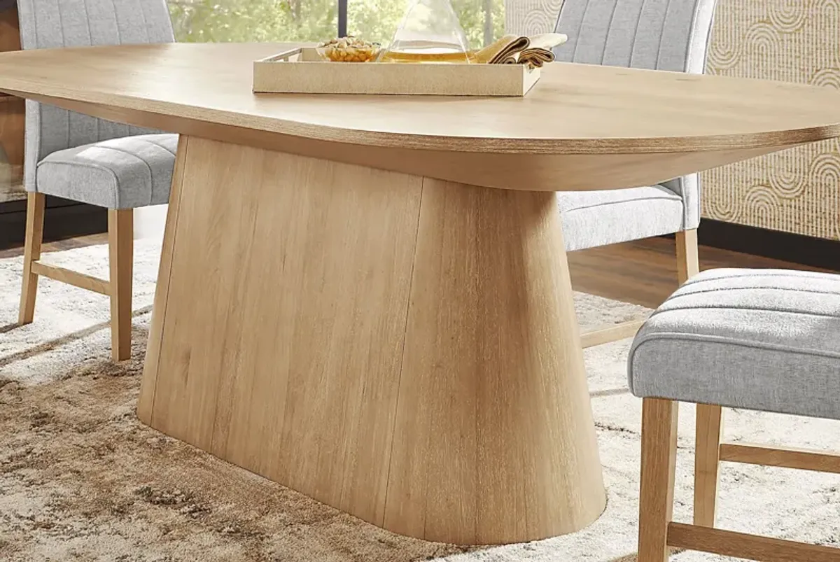 Kendall Natural 5 Pc Oval Dining Room with White Side Chairs