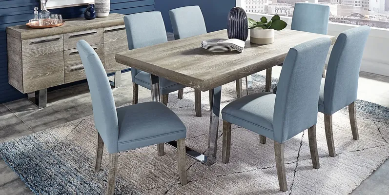San Francisco Gray 5 Pc Dining Room with Blue Chairs