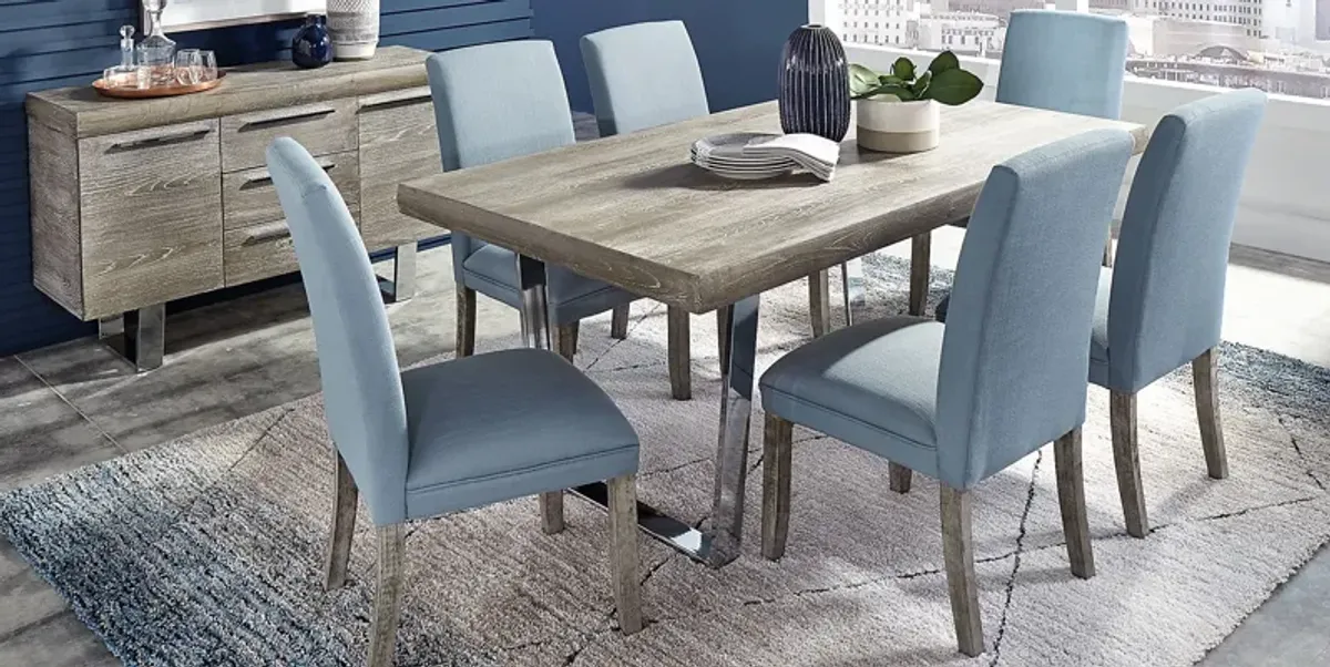 San Francisco Gray 5 Pc Dining Room with Blue Chairs