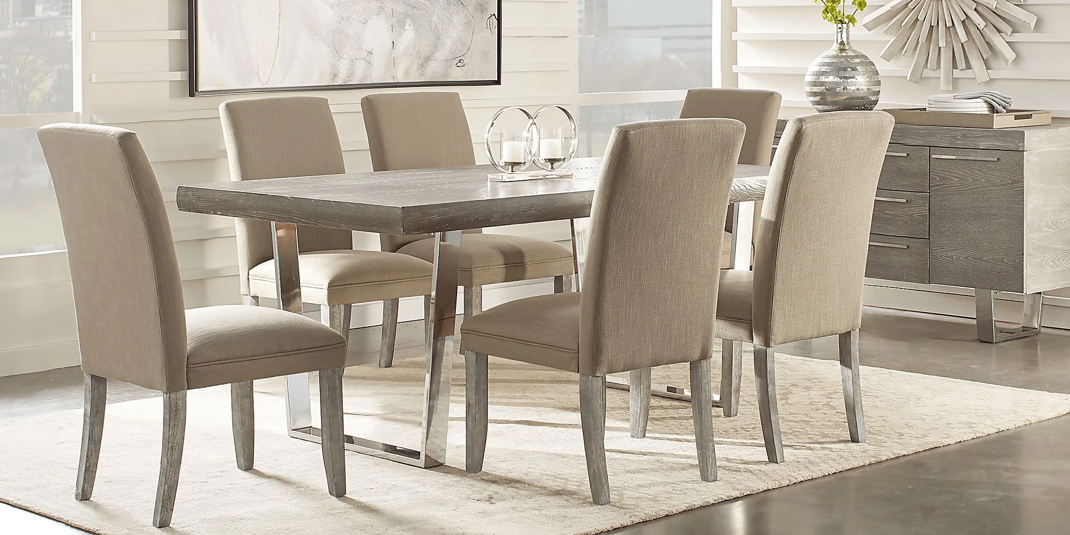 San Francisco Gray 5 Pc Dining Room with Brown Chairs