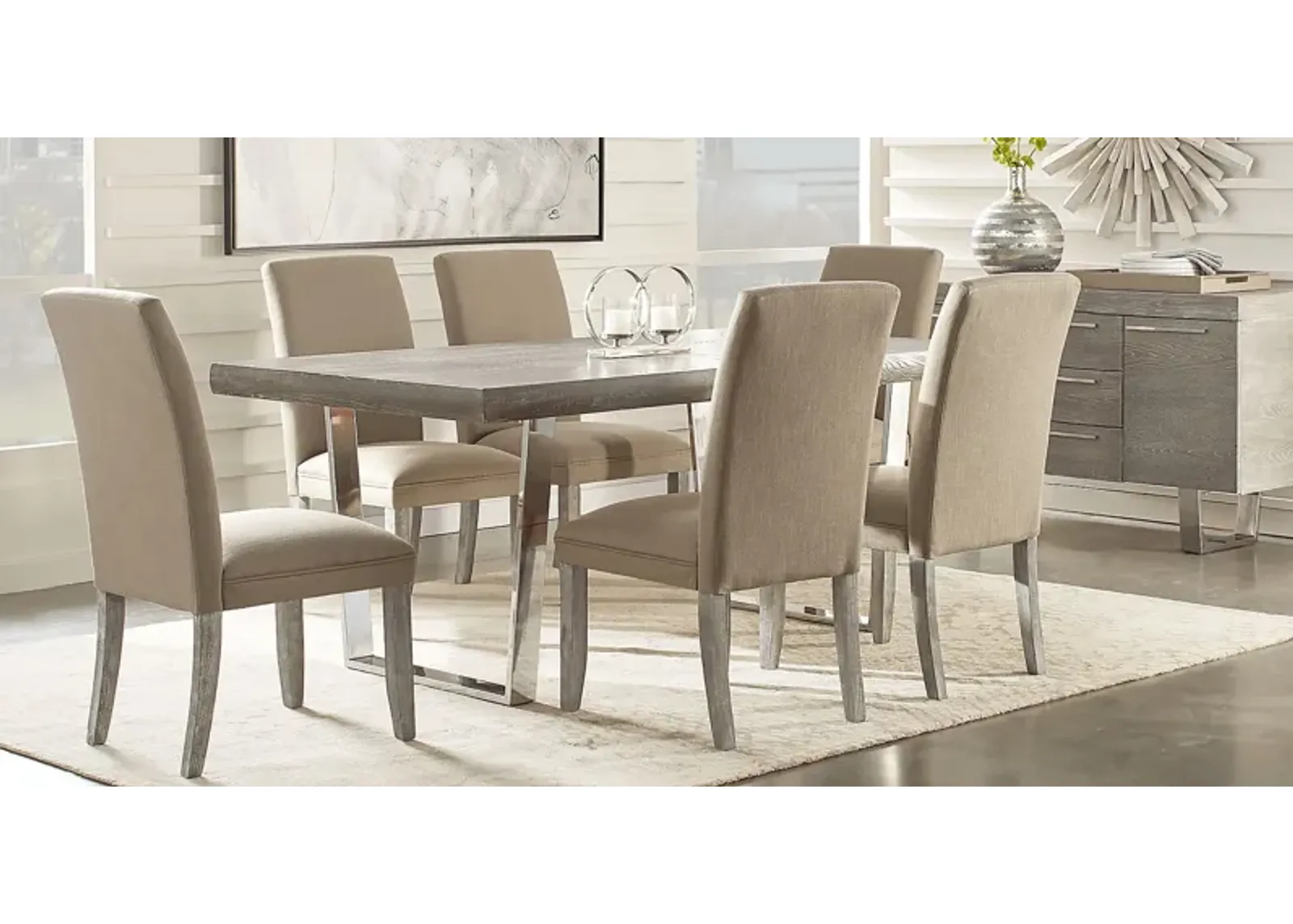 San Francisco Gray 5 Pc Dining Room with Brown Chairs