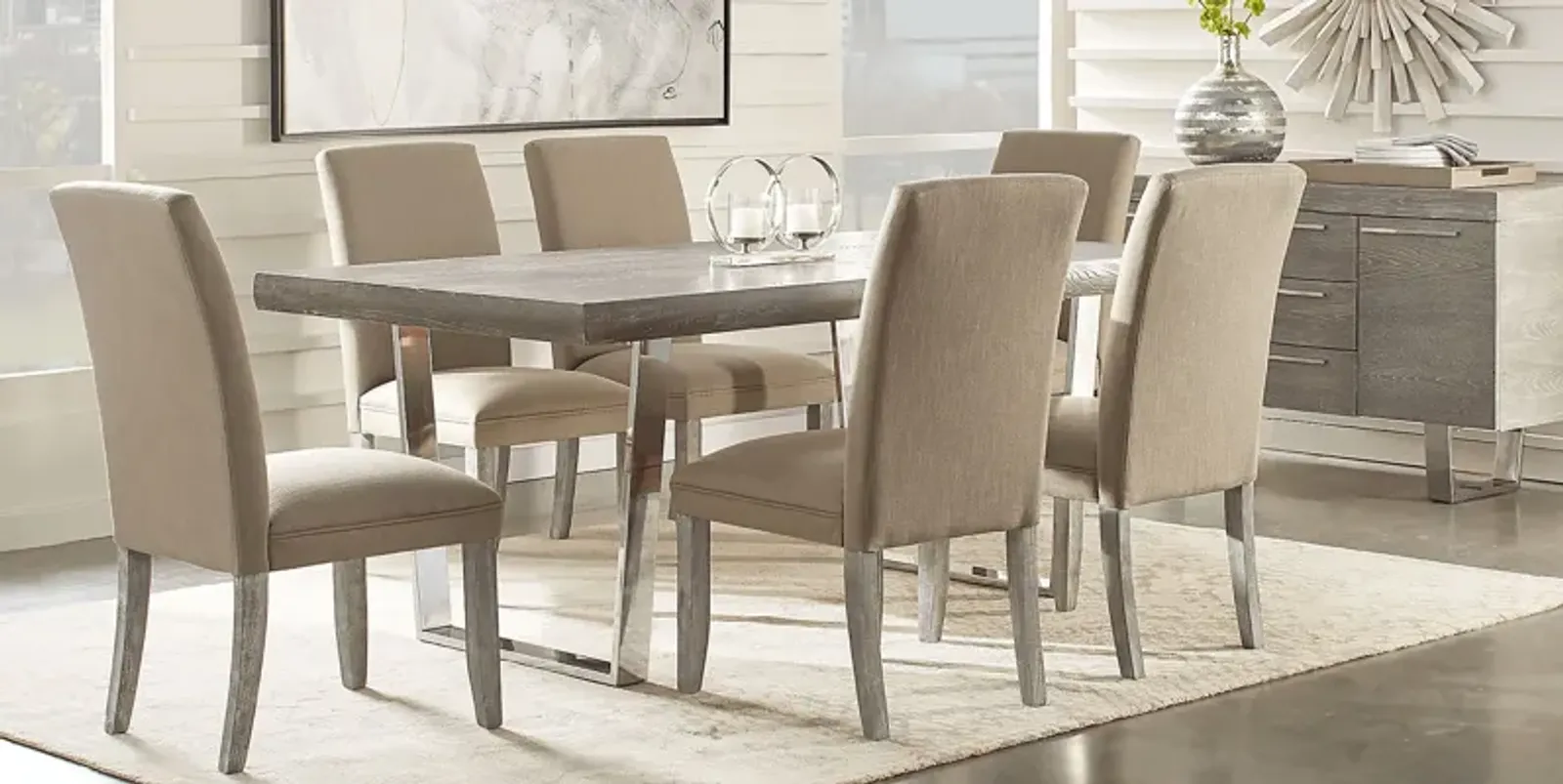 San Francisco Gray 5 Pc Dining Room with Brown Chairs