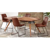 Bergen Boulevard Walnut 5 Pc Dining Room with Brown Chairs