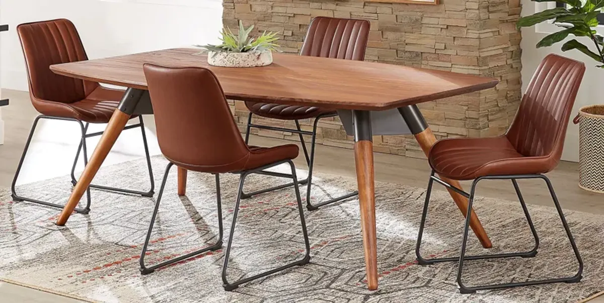 Bergen Boulevard Walnut 5 Pc Dining Room with Brown Chairs