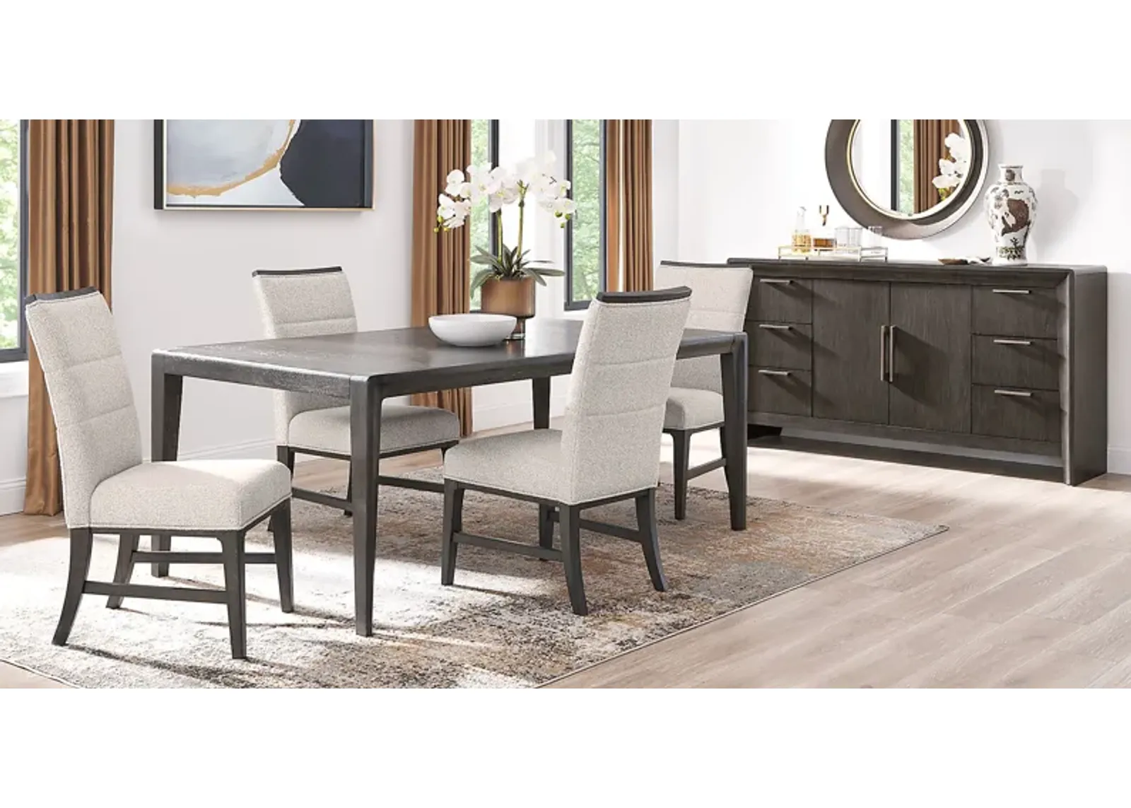 Fairfax Gray 5 Pc Dining Room with Upholstered Chairs