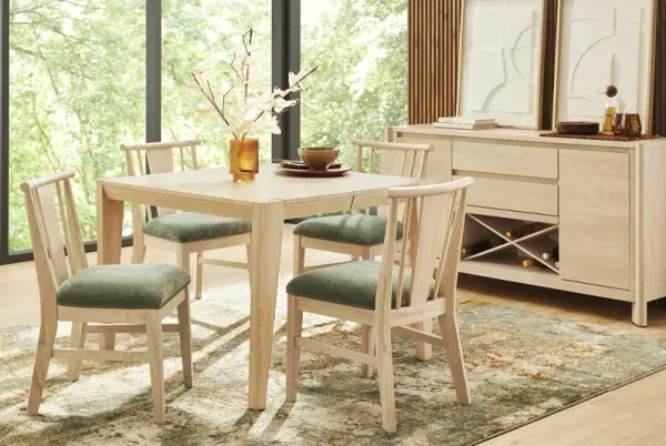Julian Natural 5 Pc Square Dining Room with Spindle Back Chairs