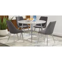 Pressley White 5 Pc Dining Room with Charcoal Chairs