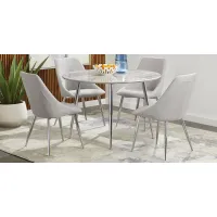 Pressley White 5 Pc Dining Room with Light Gray Chairs