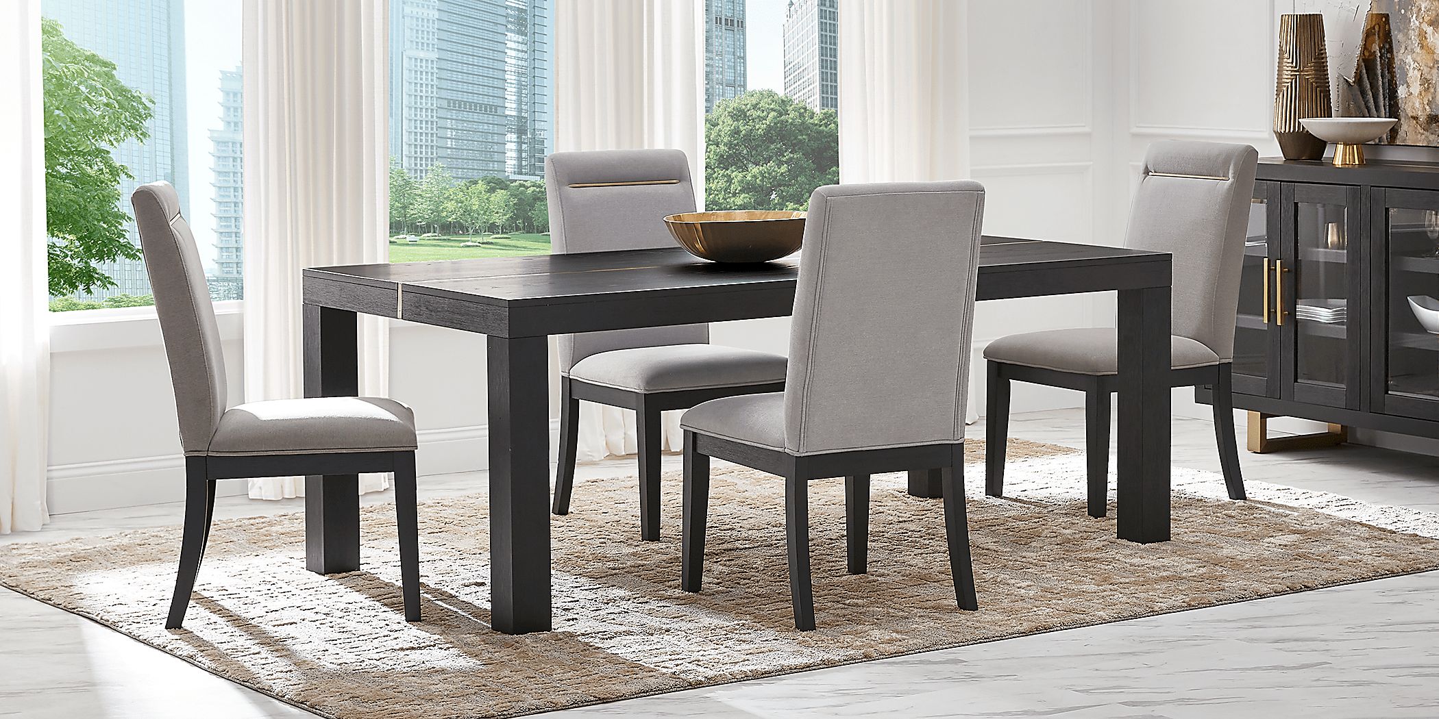 Montpelier Charcoal 5 Pc Dining Room with Gray Side Chairs