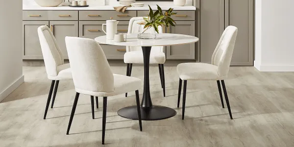 Grayhill White 5 Pc Dining Room with Sambuca Ivory Chairs
