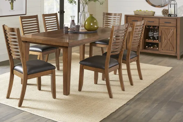 Acorn Cottage Brown 7 Pc Dining Room with Ladder Back Chairs