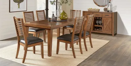 Acorn Cottage Brown 7 Pc Dining Room with Ladder Back Chairs
