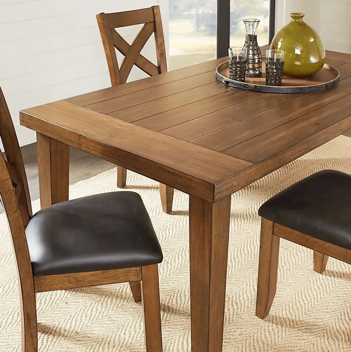 Acorn Cottage Brown 7 Pc Dining Room with X-Back Chairs