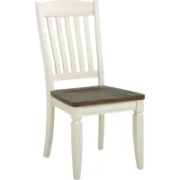 Country Lane Antique White Slat Back Side Chair