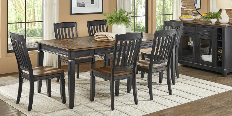 Country Lane Black 5 Pc Rectangle Dining Room with Slat Back Chairs